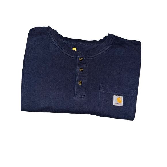 Carhartt Original Fit Button Up Henley Long Sleeve Pocket T-Shirt Men's 2XL Navy - Picture 4 of 6